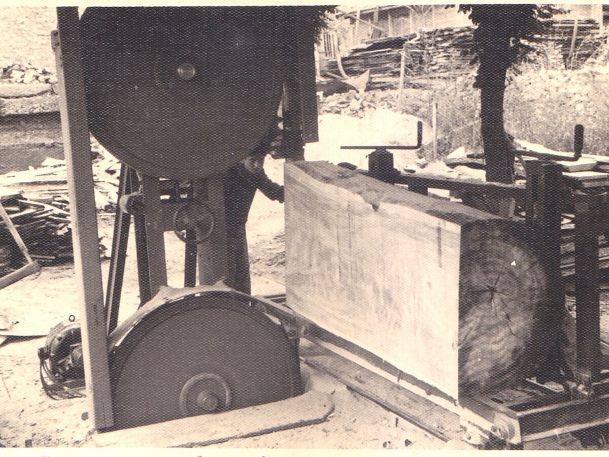 Archive photo of the Boschi family sawmill near Bologna, Italy, c. 1950
