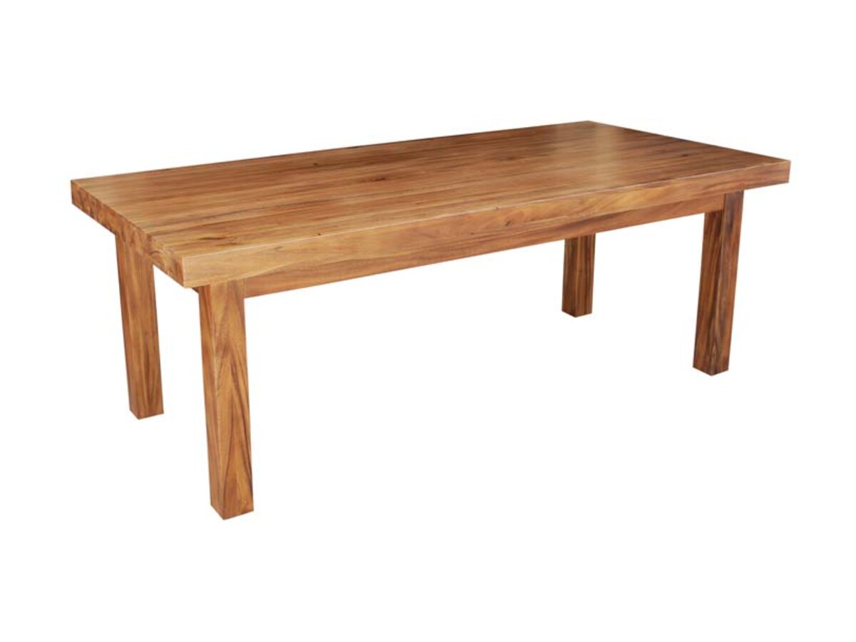 Solid wood rectangular dining table with a thick timber top