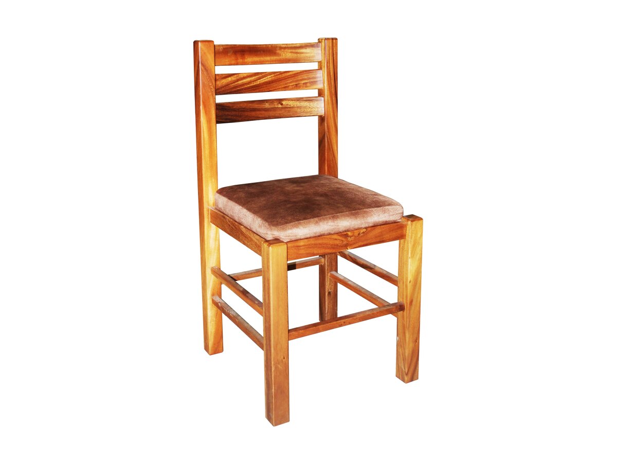 Solid wood ladder-back dining chair with an upholstered seat