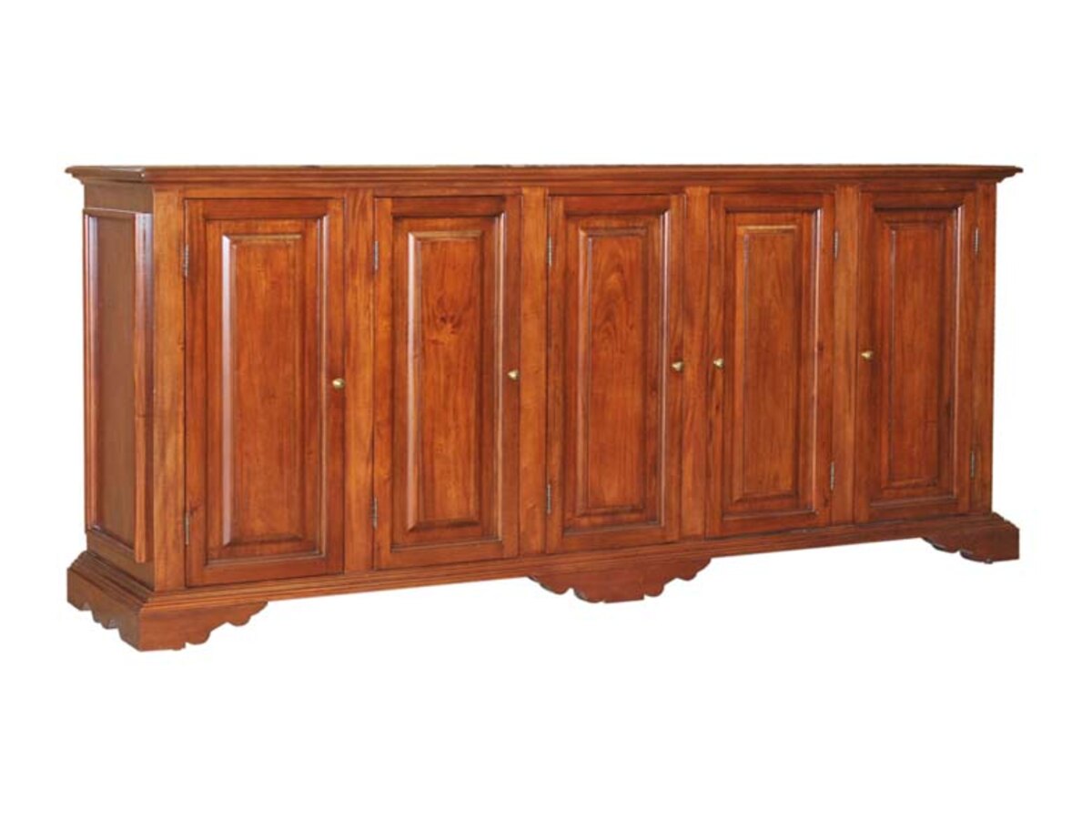 Solid wood five-door sideboard with raised panel doors